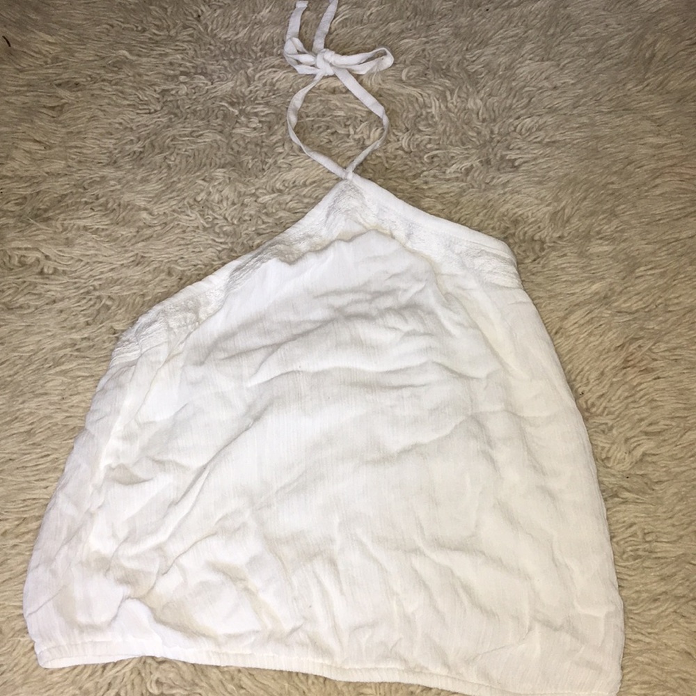 White Halter Style Tie Tank Top